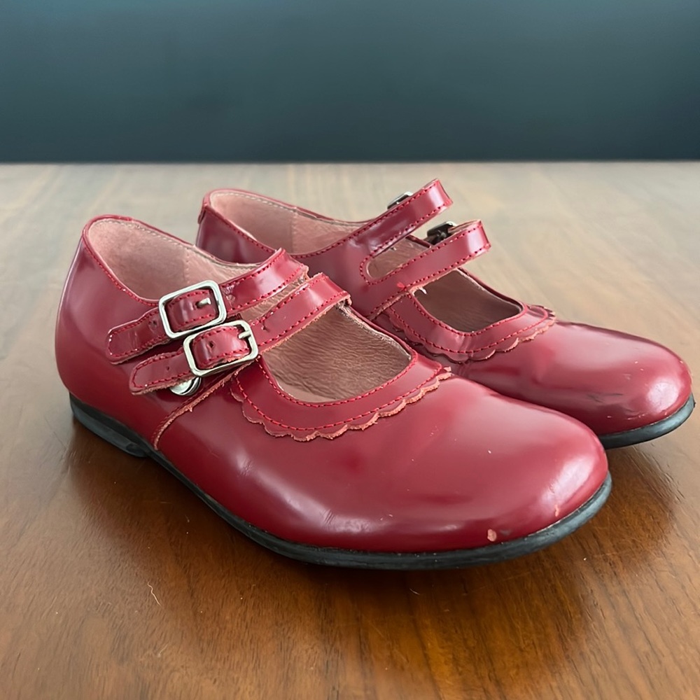 JACADI RED LEATHER MARY JANE GIRLS, size 27, US size 10